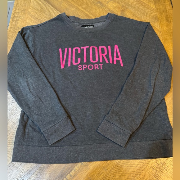 Victoria Sport Tops - Victoria Sport Women's Gray Sweatshirt with Pink Logo